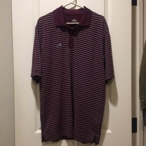 Like New!Under Armour mens 1/4 button Polo Shirt Striped Short Sleeve size M